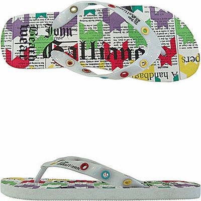 Tongs John Galliano "Gazette Sympa" Multicolores - Neuf Avec Emballage, Plage, été, Caoutchouc