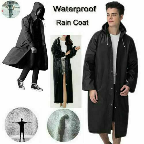 Waterproof Rain Coat Long Poncho Women Men Outdoor Raincoat With Hood Eva Cloth - Picture 5 of 11