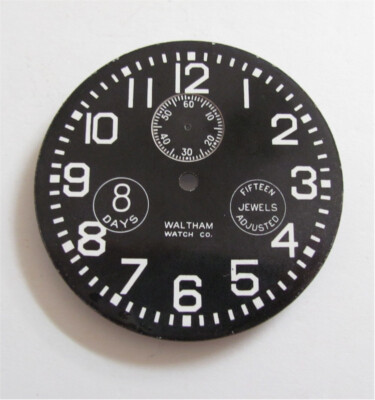 Waltham Watch Co. Car Clock Dial Only-Marked 8 Days Fifteen Jewels Adjusted