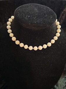 Vintage White Glass Bead Choker Necklace Made In Japan