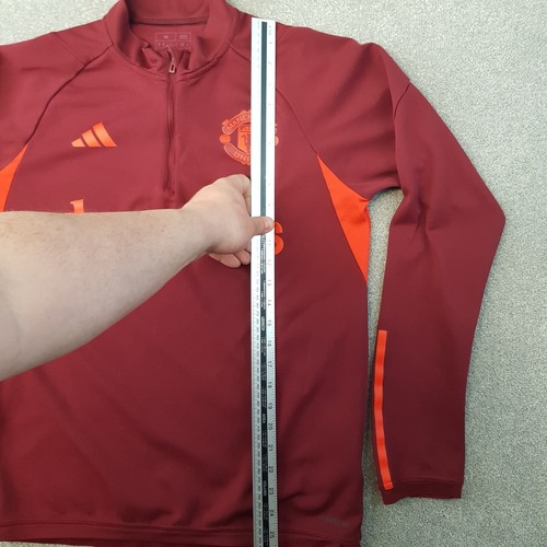 Adidas Manchester United Mens 1/4 Zip Top Medium Red Slim 2023/24 Training - Picture 7 of 10