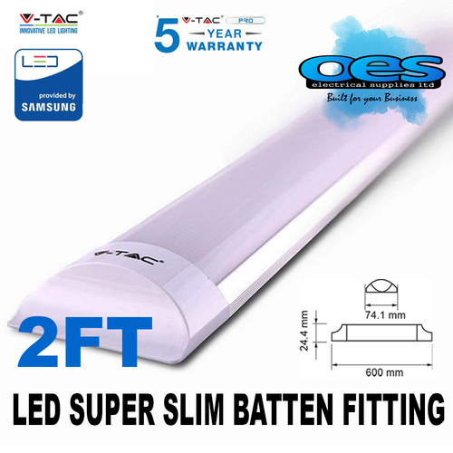 V-TAC LED STRIPLIGHT BATTEN FITTING LIGHT SLIM WHITE 6400K 2FT 4FT 5FT 6FT VTAC - Picture 2 of 10