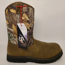 Rocky Kids Sz 6.5 M Big Kids' Lil Ropers Outdoor Boot Cammo Brown Zip