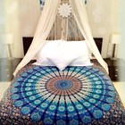 Indian Blue Peacock Style Bed Covers Cotton Queen Bedding Sheet 2 Pillows Case