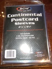 100 CONTINENTAL EUROPEAN POSTCARD SLEEVES, 2 MIL CRYSTAL CLEAR , 4-3/8 X 6-1/4