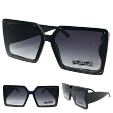 Oversize Funky Exotic Modern Retro Style SUNGLASSES Large Big Square Black Frame