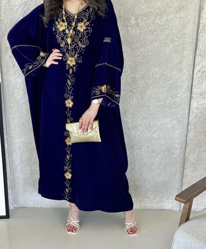 Stylish Elegant African Attire Velvet Kaftan Elegant Embroidered work For Women - Picture 28 of 39