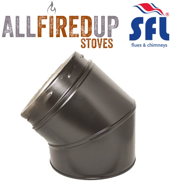 SFL Sflue Black Twin Wall Insulated Flue Pipe Twist Lock - 45° Elbow | eBay