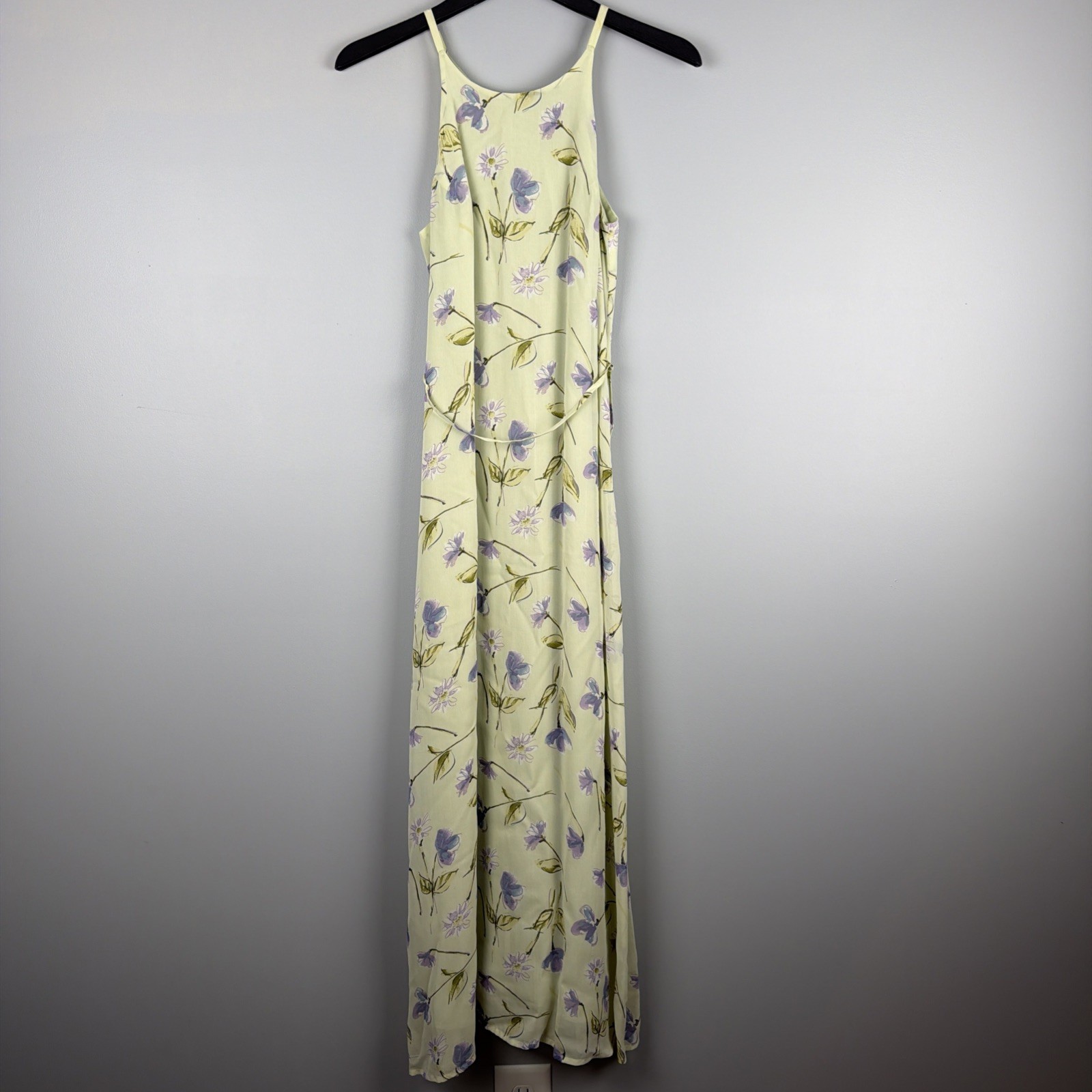 VTG 90s American Eagle Maxi Dress Women 4 Green Floral Slip Halter Cottagecore