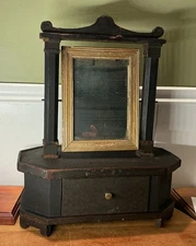 ATQ.( Late 1890’s- Early 1900) Wood Table Top Vanity Dressing Mirror with Drawer