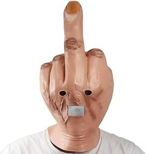 Adult Middle Finger Mask Funny Full Head Latex Mask Halloween Costume Prop Creep