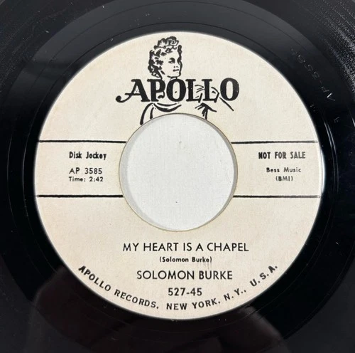 Apollo 527 Solomon Burke - My Heart is a Chapel / This is It 7", PROMO 1958 VG+