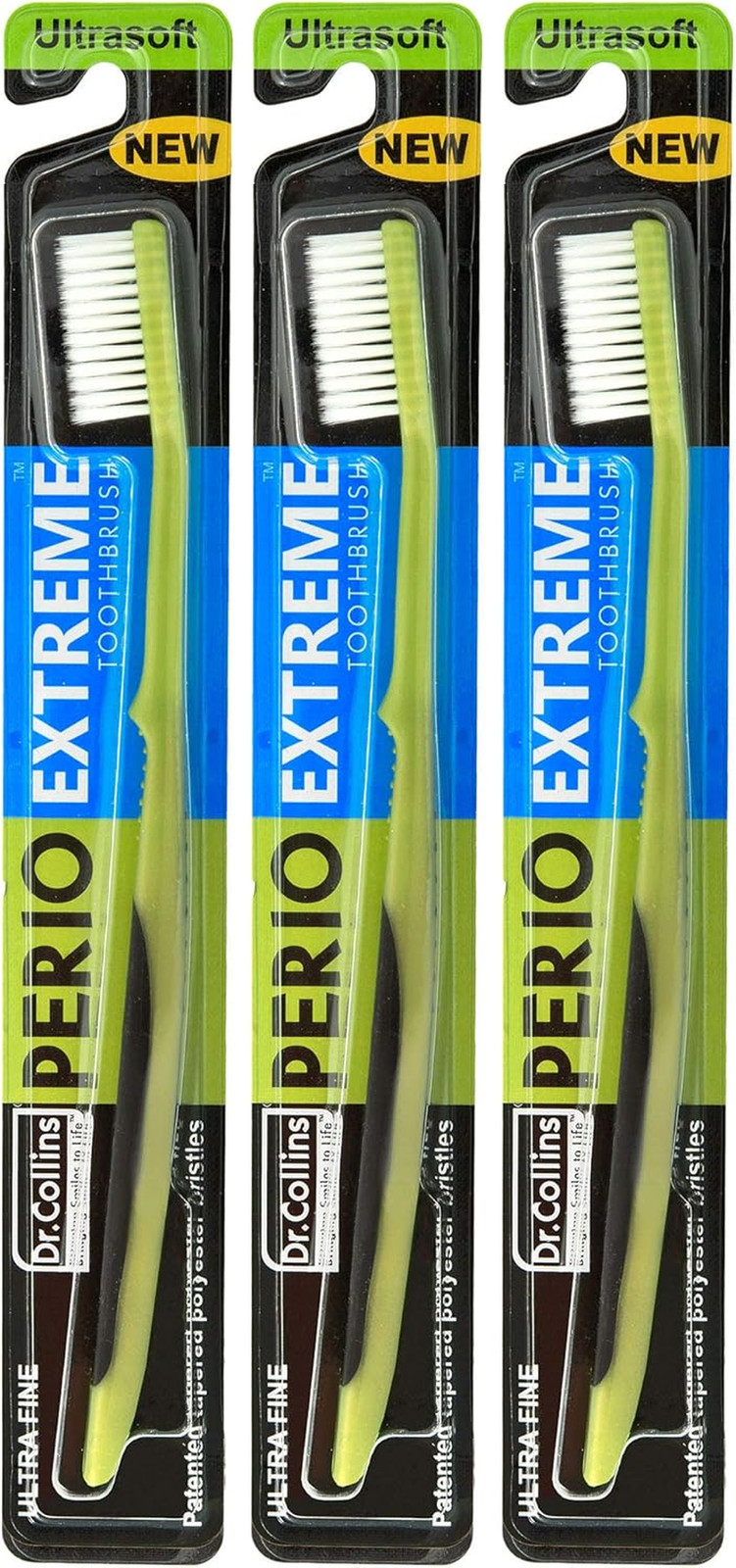 Dr. Collins Perio Extreme Toothbrush, (Colors Vary) (Pack of