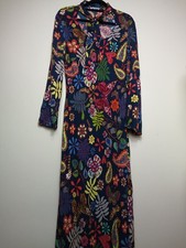 RIXO Charlotte Tie Neck Dress UK 10 Small Blue Multicoloured Print