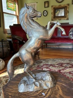 Vintage Large 14.5” Brass/Bronze? Rearing Horse Stallion Statue Western Decor