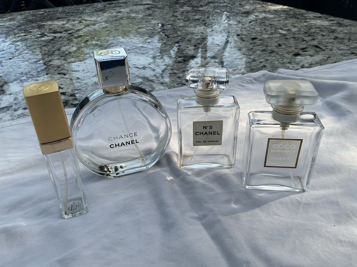 CHANEL 香水空瓶まとめ売り Lot Of 4 Empty Chanel Perfume Bottles. Chance,Coco,Chanel No 5