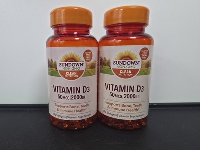 Sundown Vitamin D3 50 mcg 2000IU 150 ct. lot of 2 NEW/SEALED EXP: 06/26