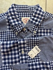 Brooks Brothers Red Fleece s/s Patchwork blue cotton Madras shirt Sz M NWT