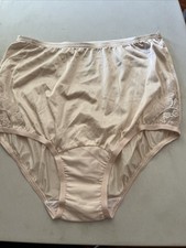VANITY FAIR Sz 6 med Silky Lace NYLON BRIEFS Panty 13001 Granny FAWN MULTI NWOT