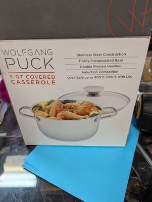 Wolfgang Puck 3 Qt stainless steel Covered Casserole Baking Dish