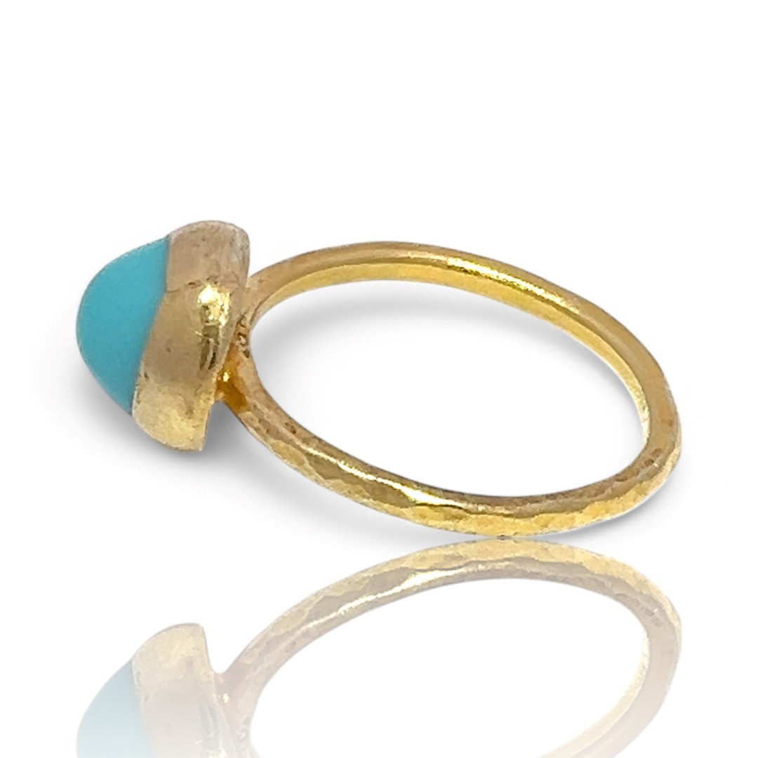 Stackable Sterling Silver Gold-Tone Sky Blue Ston… - image 2