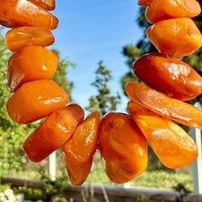 Vintage Natural Baltic Amber Necklace Butterscotch Egg Yolk Honey Amber Nuggets