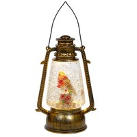 Weihnachten Laterne Wasser Rollen 24Cm Glitzer Aufleuchtend - Robin Und Heilig