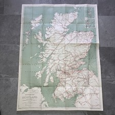 VINTAGE 1960’S LARGE GEOGRAPHIA LTD LINEN BACKED MAP OF SCOTLAND MAIN ROADS 