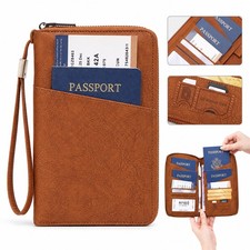 Family Travel Wallet Passport Holder RFID Blocking Document Organizer Bag Case