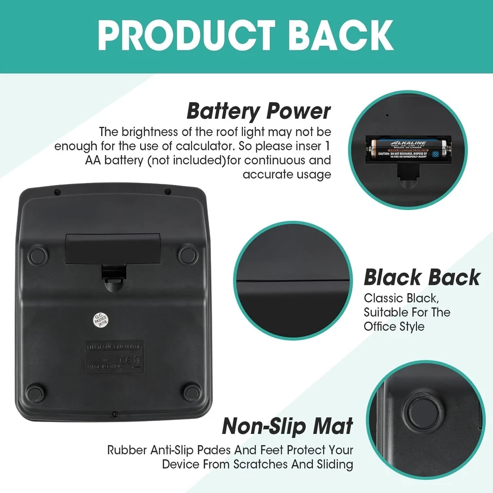 12 Digit Calculator with Large LCD Display with Solar & Battery Dual Power - Image 4 of 4