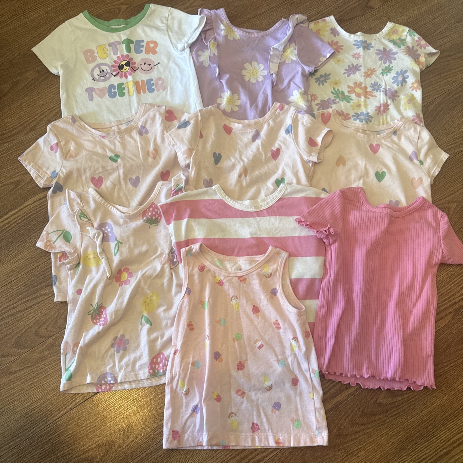 Toddler Girls Short Sleeve Shirts Graphic Tees Tshirts Garanimals Size 3T Lot 10-image