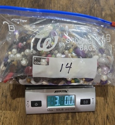 3lb Mixed Soup Lot of Loose Beads for Upcycle, Crafting and Jewelry Making #14