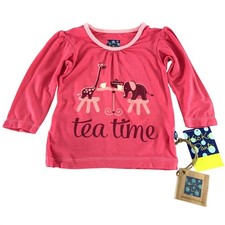 KicKee Pants Baby Girls Piece Print Tee Top Long Sleeve Tea Time Pink 3-6 Months