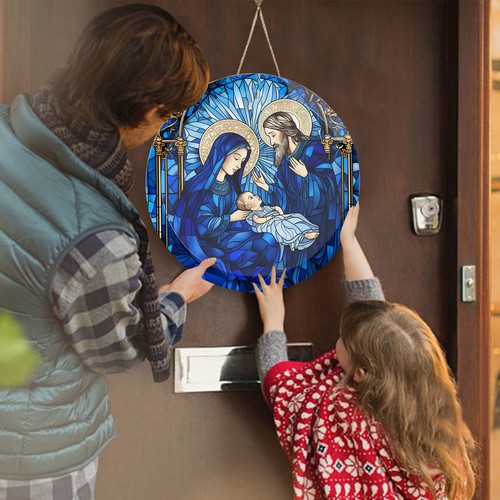 Insegna Porta Anteriore Buon Natale Portico Decorazione Natale Benvenuto Blu 12 Pollici - Foto 6 di 7