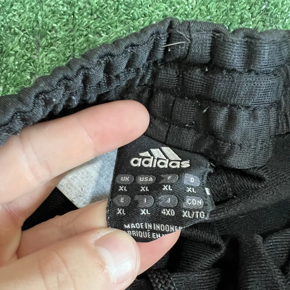 VTG Adidas Track Pants Mens XL Black Gray Striped Baggy Wide-Leg 20" Open Y2K - Image 4 of 4