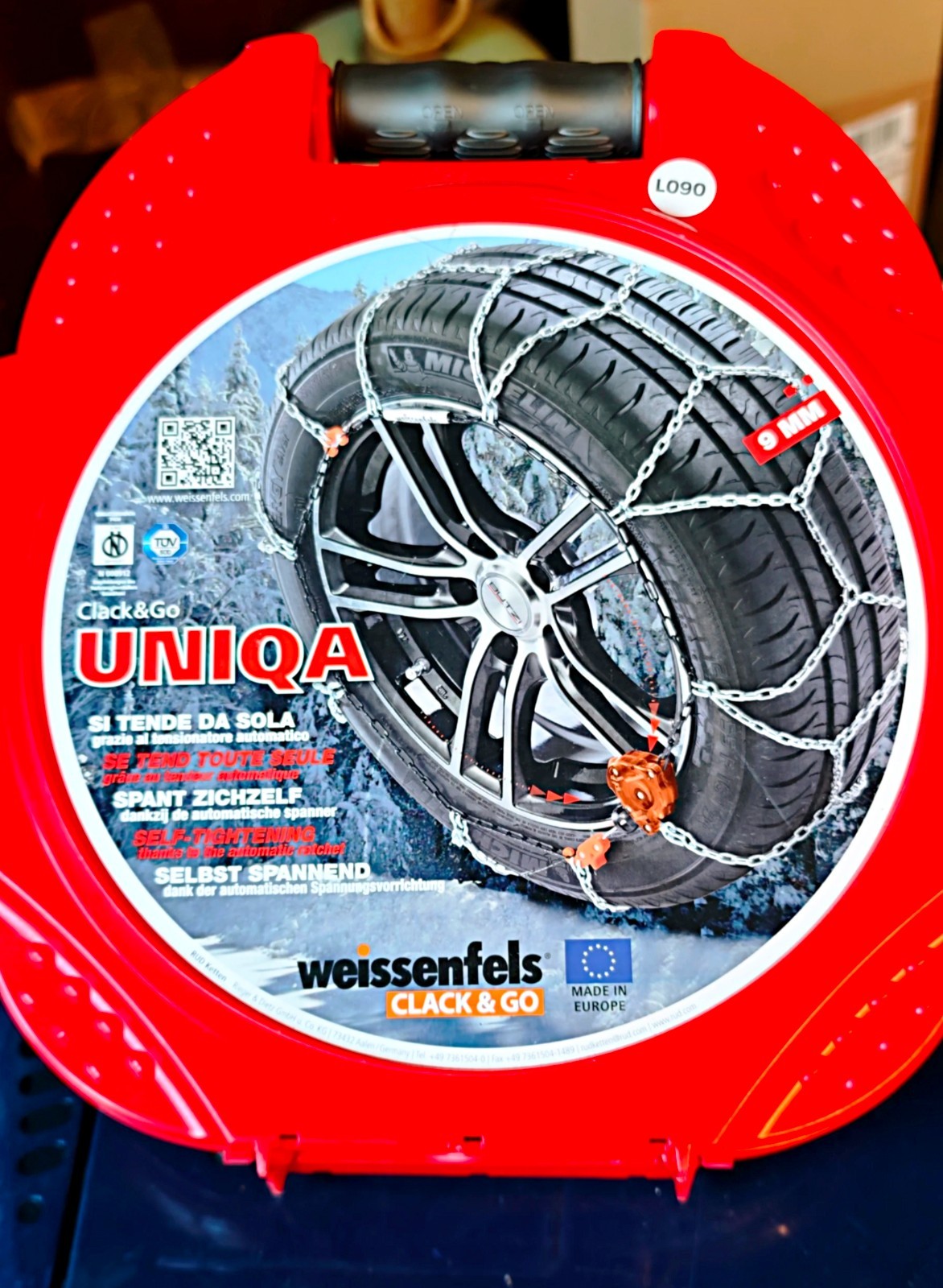 Chaînes neige Weissenfels UNIQA E130 pneu auto tension automatique 9mm