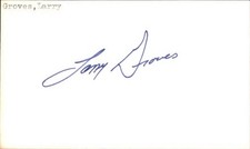 Larry Groves Signed 3x5 Index Card Cut  Autograph Den