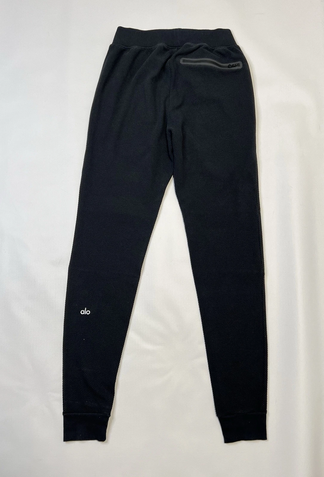 alo-yoga waffle knit high rise tech zippers sweatpants