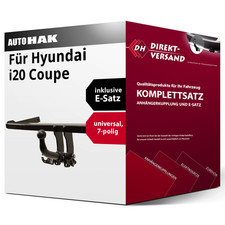 Anhängerkupplung abnehmbar + E-Satz 7pol universell für Hyundai i20 Coupe 15-21