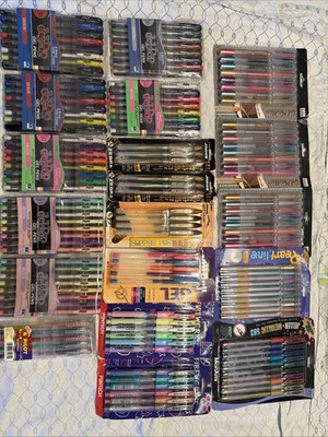 Lot Of 130 Plus Vintage Gel Pens Marvy Pentech Fireworks Jel-pop Zebra Unopened 