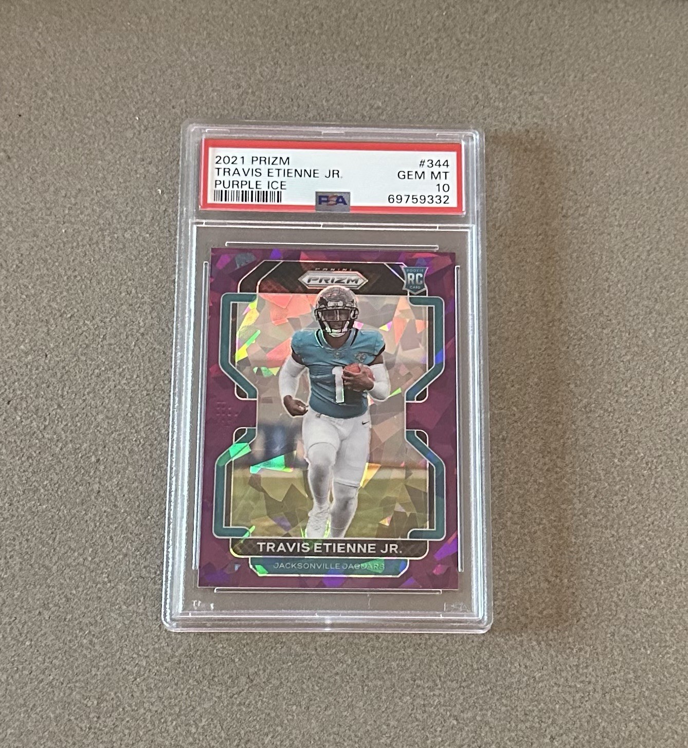 2021 Prizm Travis Etienne Jr. Rookie Purple Ice Prizm #83/225 RC PSA 10 GEM MINT