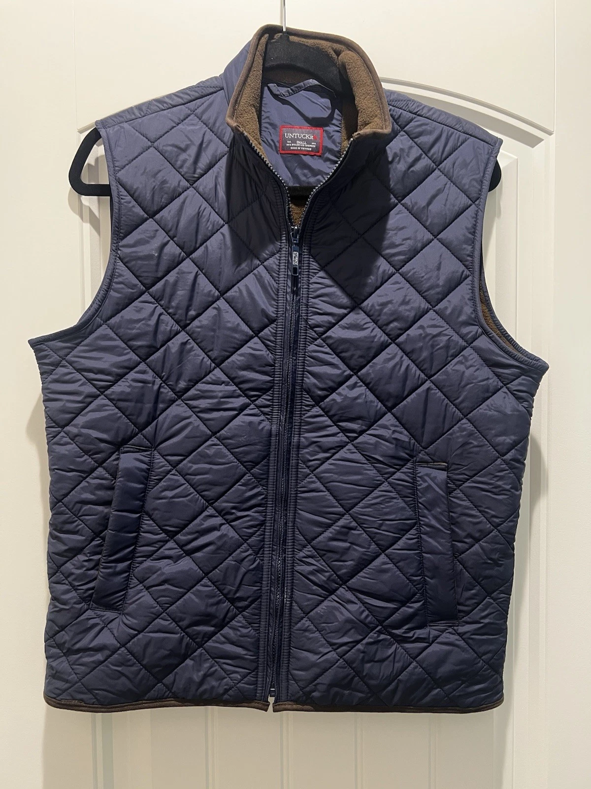 Untuckit Puffer Vest Mens Small Blue Full Zip Quilted Packable Lightweight Golf