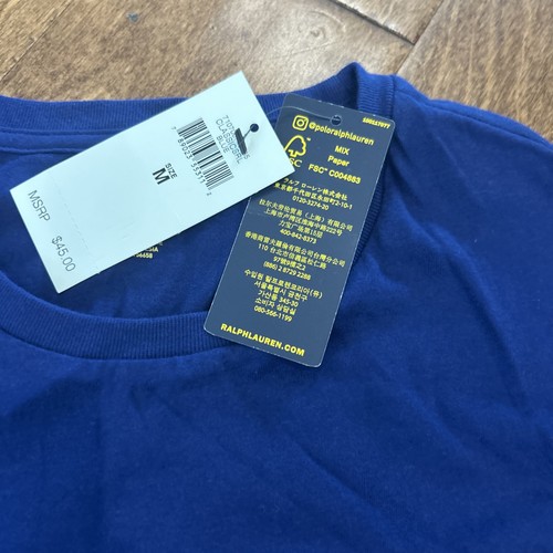 NEW w/ Tags Polo Ralph Lauren Crew Neck T Shirt Solid Blue Mens Size M Pony $45 - Picture 4 of 8