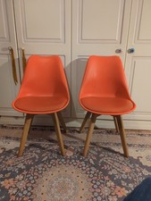 Habitat Jerry Dining Chair Pair Orange, retro, Stylish Comfortable Seating