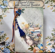 SPECIAL EDITION Handmade Junk Journal Booklet "BOOK LOVER" 40 Pgs. Lg. 8.5"X5.5"