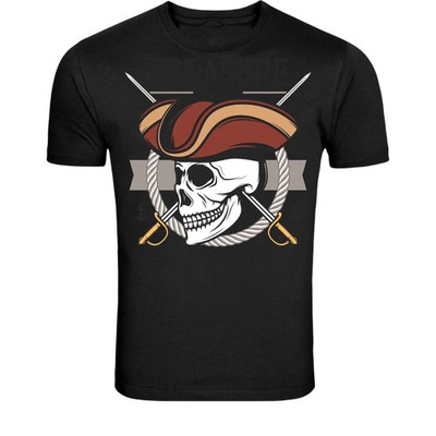 Pirate Skull Hat T-Shirt - Vintage Buccaneer Skeleton Graphic Tee