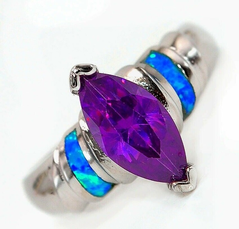 2CT Amethyst 925 Solid Sterling Silver Ring Jewelry Sz 7 AT2