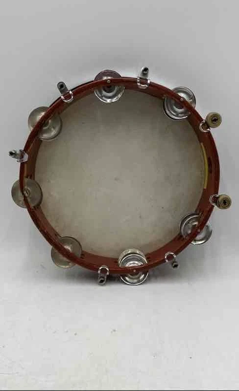 Red White Hand Percussion Musical Instrument Round Single Row Tambourine - Image 4 of 4