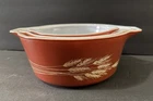 Set of 3 Pyrex Autumn Harvest Wheat Casserole Nesting Serving Dish 173 174 175B