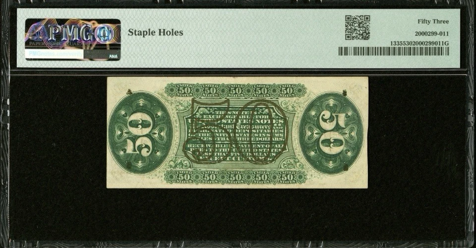 FR# 1335 Fractional 1864 Union Currency 50c Civil War Third 3rd Issue, PMG 53 - Image 2 of 4